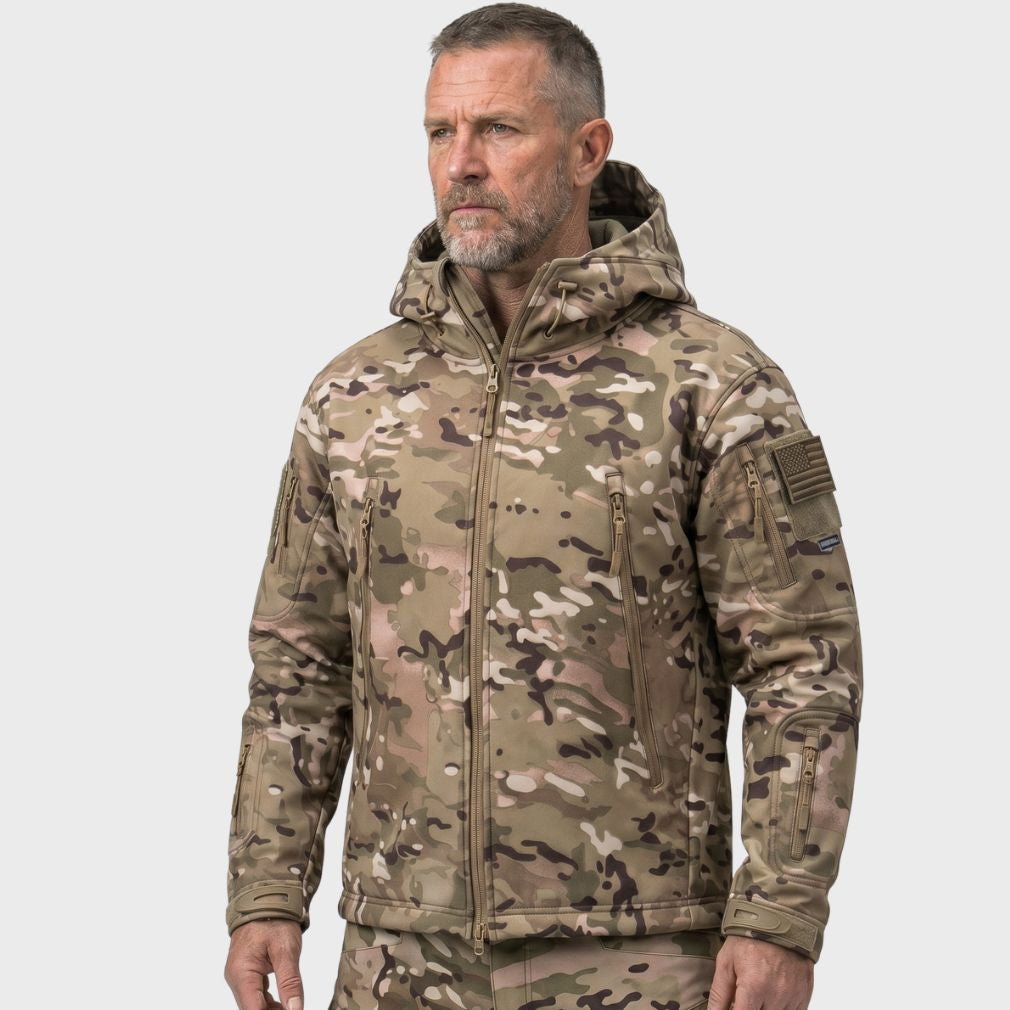 Wilshire | Waterproof Softshell Jacket - Camo - Fleece Lined Earth Multicam