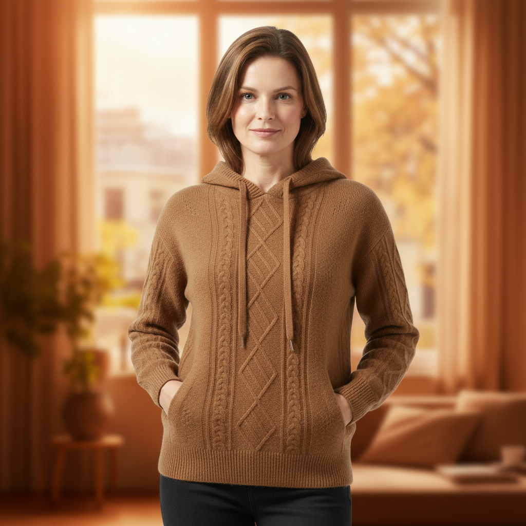 Pamelo | Women’s Cable Knit Hooded Pullover Jumper