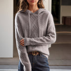 Pamelo | Women’s Cable Knit Hooded Pullover Jumper Grey