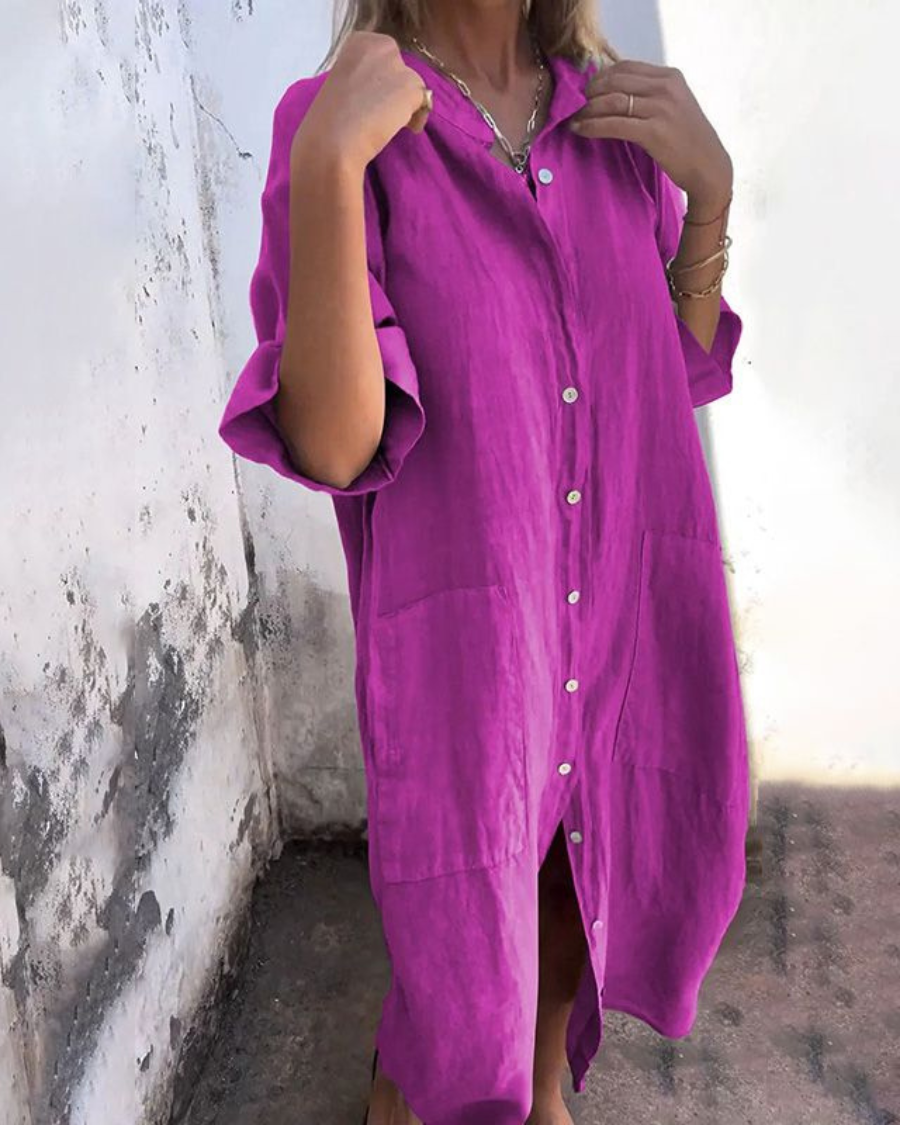 Vena | Women’s Boho Shirt Dress – Bohemian Architectural Fluidity & Refined Artisan Detailing Purple