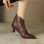 Vela | Women's Vanguar Boots – Chic Artisan Craft & Refined Slimming Silhouette Brown