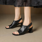 Velra | Genuine Leather Slingback Heels – Luxury Designer Pointed Pumps & Slimming Classic Kitten Shoes Black