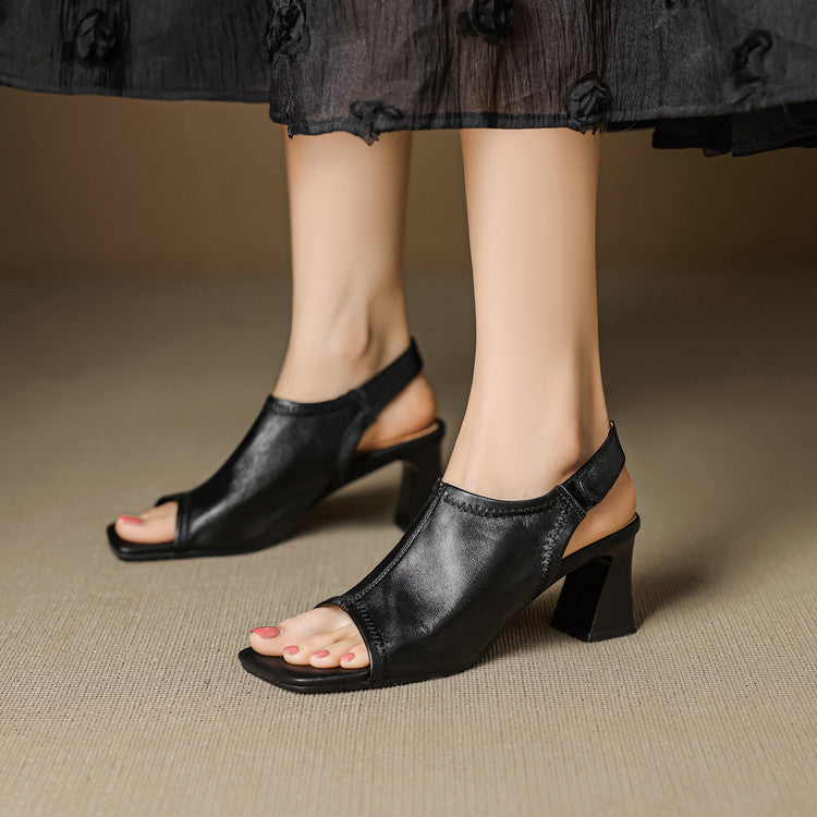 Velra | Genuine Leather Slingback Heels – Luxury Designer Pointed Pumps & Slimming Classic Kitten Shoes Black