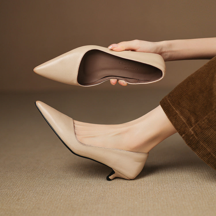 Vienna | Women’s Genuine Leather Heels – Chic Artisan Stiletto & Refined Slimming Silhouette (Copy) Beige