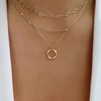 Aura | Vintage Layered Chain & Pendant Necklace – Luxury Designer Multi-Tier Set & Minimalist Medallion Choker Default