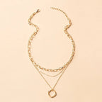 Aura | Vintage Layered Chain & Pendant Necklace – Luxury Designer Multi-Tier Set & Minimalist Medallion Choker