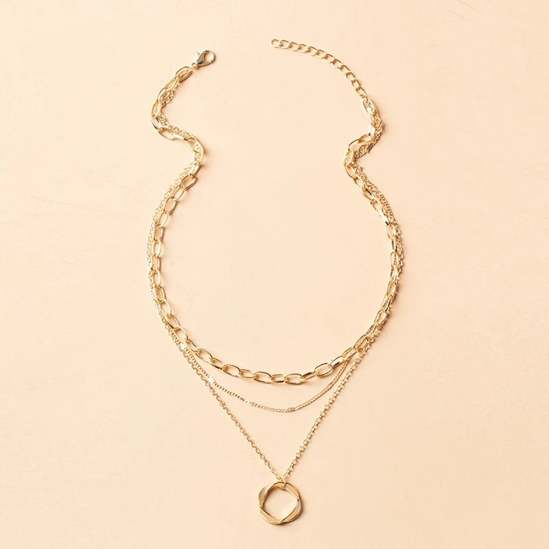Aura | Vintage Layered Chain & Pendant Necklace – Luxury Designer Multi-Tier Set & Minimalist Medallion Choker
