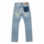 Women's Vintage Ripped Jeans with Unique Patchwork Detail