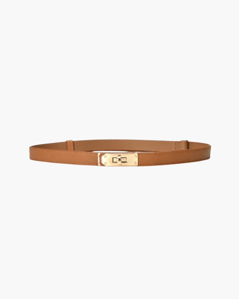 Vela | Vintage Slim Belt – Luxury Designer Leather Waistband & Tailored Minimalist Dress Accessory Brown