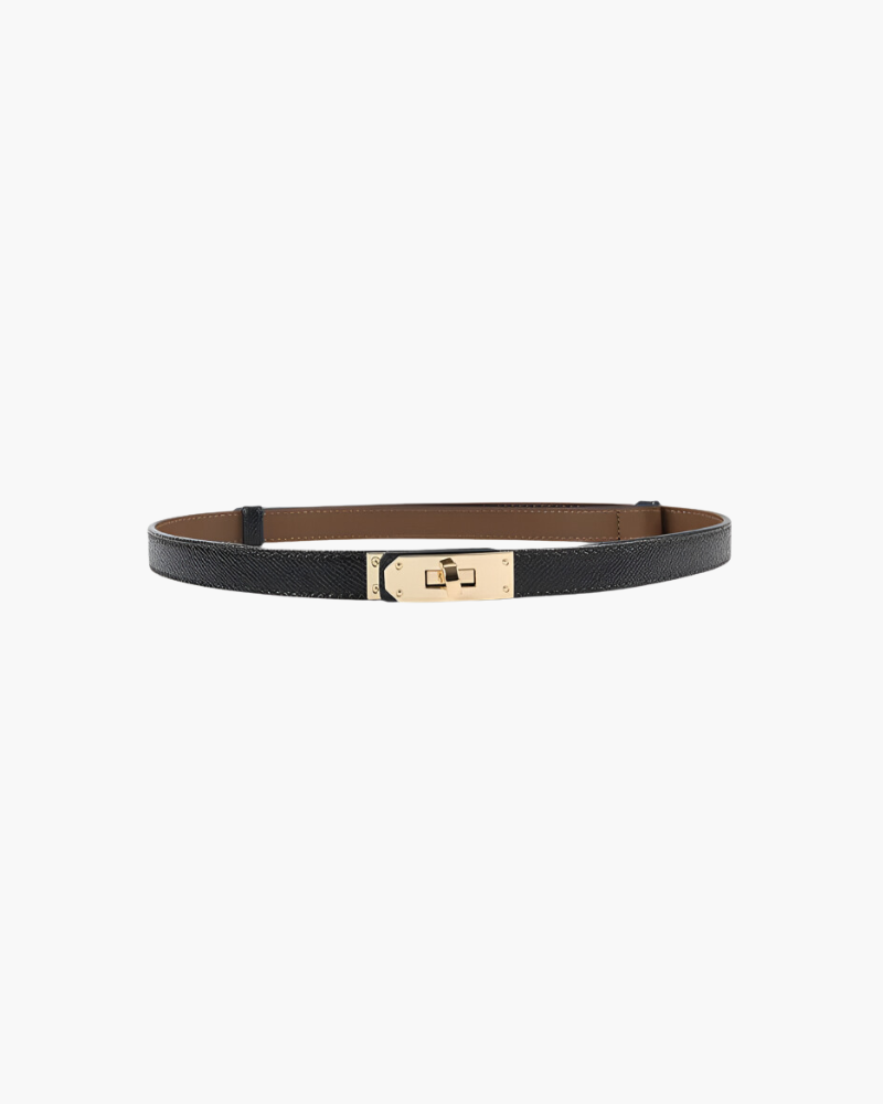 Vela | Vintage Slim Belt – Luxury Designer Leather Waistband & Tailored Minimalist Dress Accessory Black