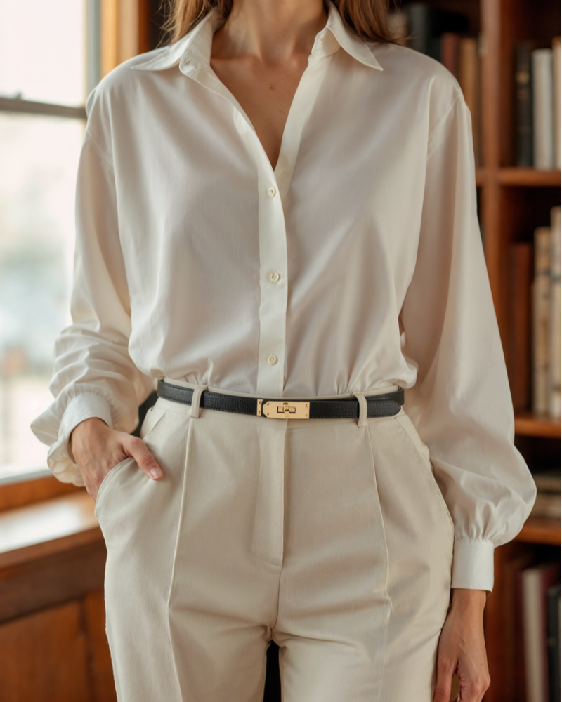 Vela | Vintage Slim Belt – Luxury Designer Leather Waistband & Tailored Minimalist Dress Accessory