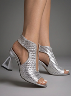 Lieve | Braided Sandals with Block Heel for Ultimate Comfort Silver