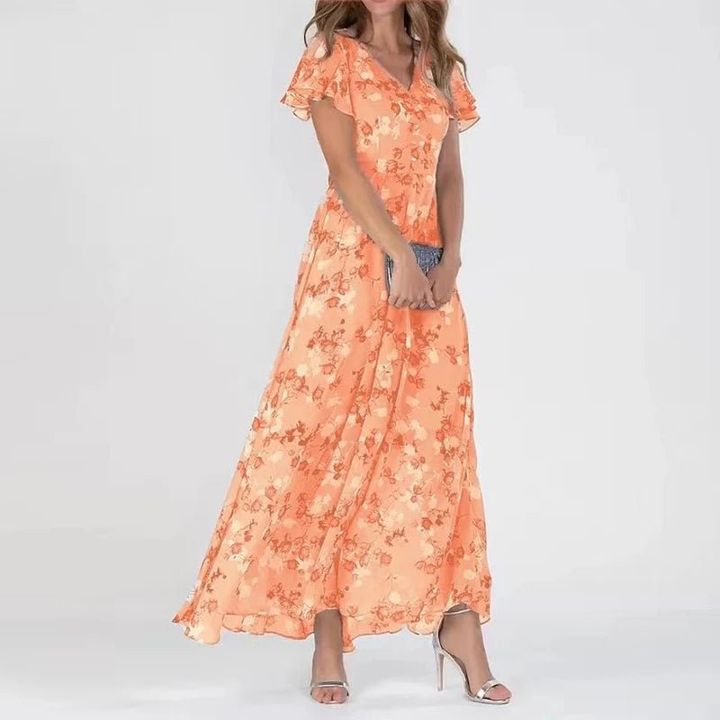 Vena | Glamorous Tummy-Cover Dress – Chic Artisan Grace & Refined Slimming Silhouette Orange