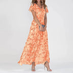 Vena | Glamorous Tummy-Cover Dress – Chic Artisan Grace & Refined Slimming Silhouette Orange