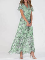 Vena | Glamorous Tummy-Cover Dress – Chic Artisan Grace & Refined Slimming Silhouette Green