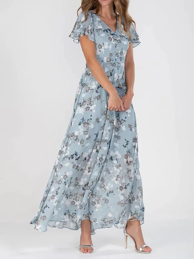 Vena | Glamorous Tummy-Cover Dress – Chic Artisan Grace & Refined Slimming Silhouette Blue