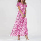 Vena | Glamorous Tummy-Cover Dress – Chic Artisan Grace & Refined Slimming Silhouette Pink
