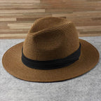 White felt fedora with black band, one size fits all Brown