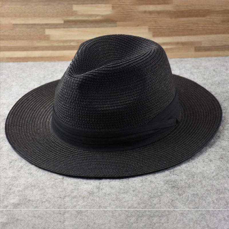 White felt fedora with black band, one size fits all Black