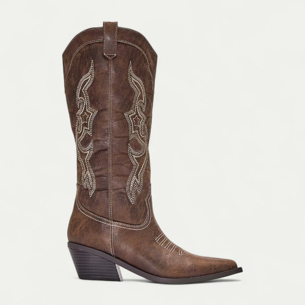Parsha | Boots For Women | Decorative Stitch Pattern Pointed Toe