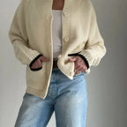Velina | Women's Shawl Collar Cardigan with Sailboat Print Y2K V Neck Button Down Knit Jumper