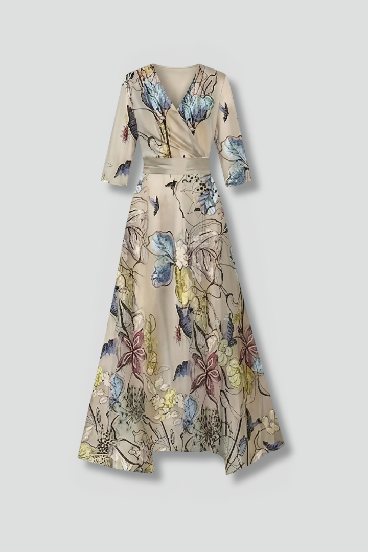 Amore | Women’s Dress with V-Neck and Three-Quarter Sleeves
