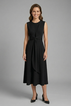 Roque | Women’s Midi Dress with Sleeveless Design and Round Neckline Black
