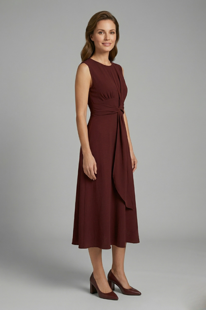Roque | Women’s Midi Dress with Sleeveless Design and Round Neckline