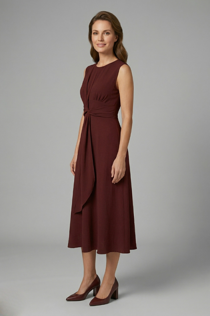 Roque | Women’s Midi Dress with Sleeveless Design and Round Neckline