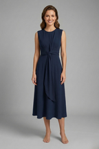 Roque | Women’s Midi Dress with Sleeveless Design and Round Neckline Dark Blue