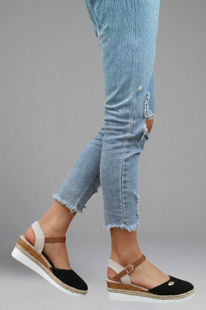 Luna | Women's Sandals with Buckle Strap Closure for Summer Black