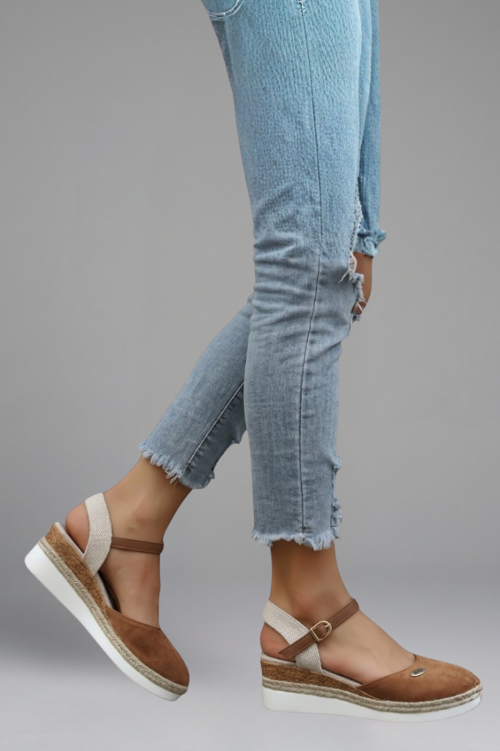 Luna | Women's Sandals with Buckle Strap Closure for Summer Dark Brown