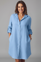 Bersh | Women’s Shirt Dress with Turned Collar and Button Closure