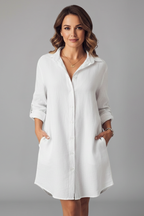 Bersh | Women’s Shirt Dress with Turned Collar and Button Closure