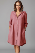 Bersh | Women’s Shirt Dress with Turned Collar and Button Closure