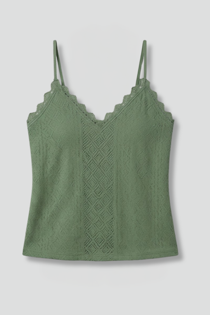 Mechi | Women’s Sleeveless Top with V Neck and Lace Detail