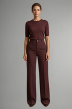Zahara | Women’s Trousers with High Waist and Straight Leg Wine Red