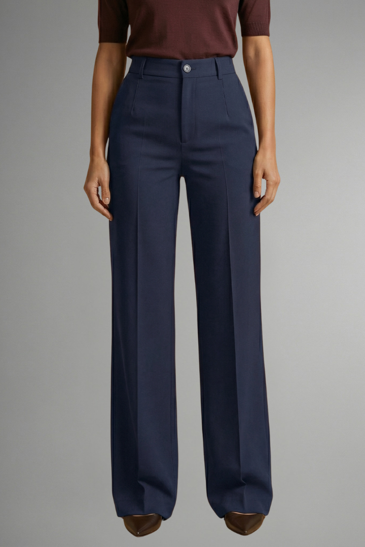 Zahara | Women’s Trousers with High Waist and Straight Leg Dark Blue