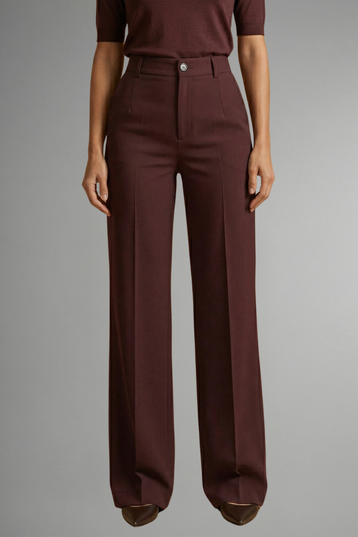 Zahara | Women’s Trousers with High Waist and Straight Leg Brown