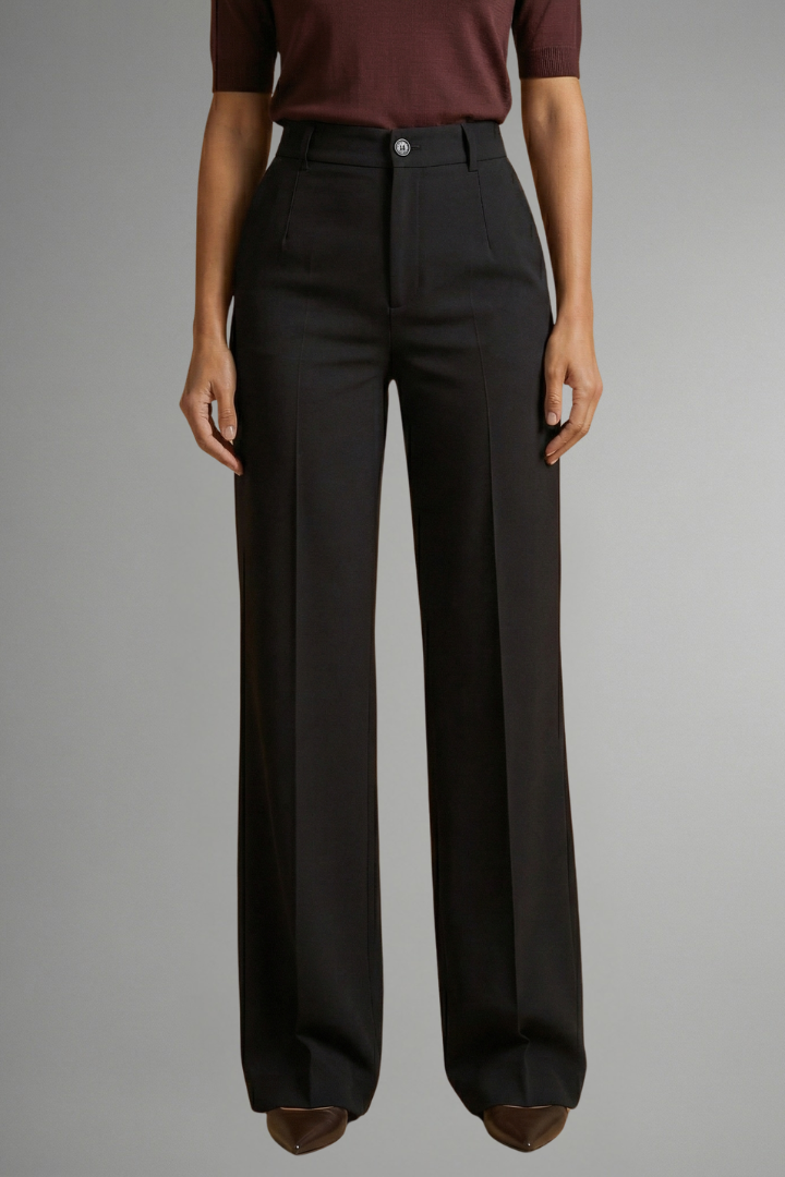 Zahara | Women’s Trousers with High Waist and Straight Leg Black