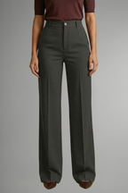 Zahara | Women’s Trousers with High Waist and Straight Leg Dark Grey
