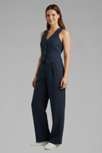 Luna | Women’s Two-Piece Set with V-Neck Waistcoat and Wide Trousers