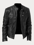 Luna | Women's Biker Leather Jacket with Stand-Up Collar Black