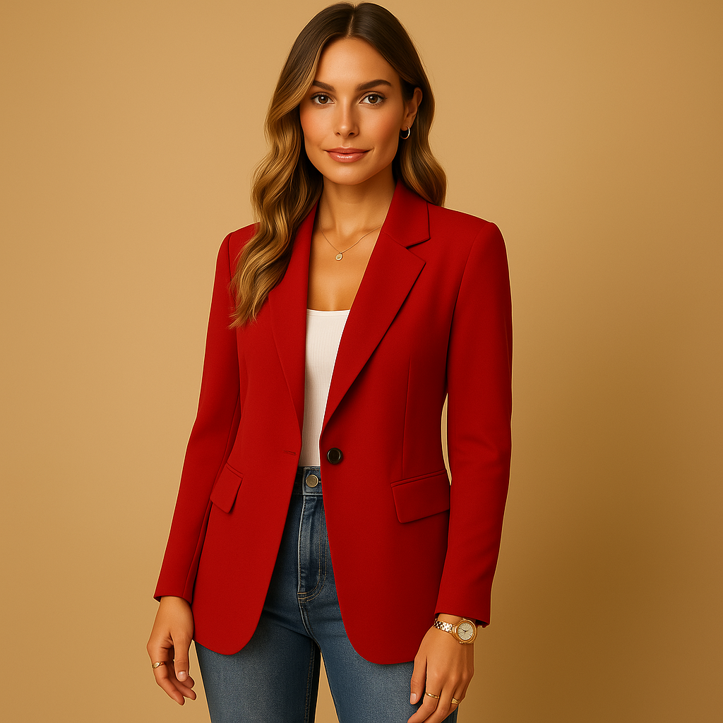 Adōre | Women's Blazer – Tailored Cut & Fitted Silhouette – Chic Artisan Structure & Refined Slimming Silhouette Red