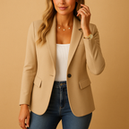 Adōre | Women's Blazer – Tailored Cut & Fitted Silhouette – Chic Artisan Structure & Refined Slimming Silhouette Beige