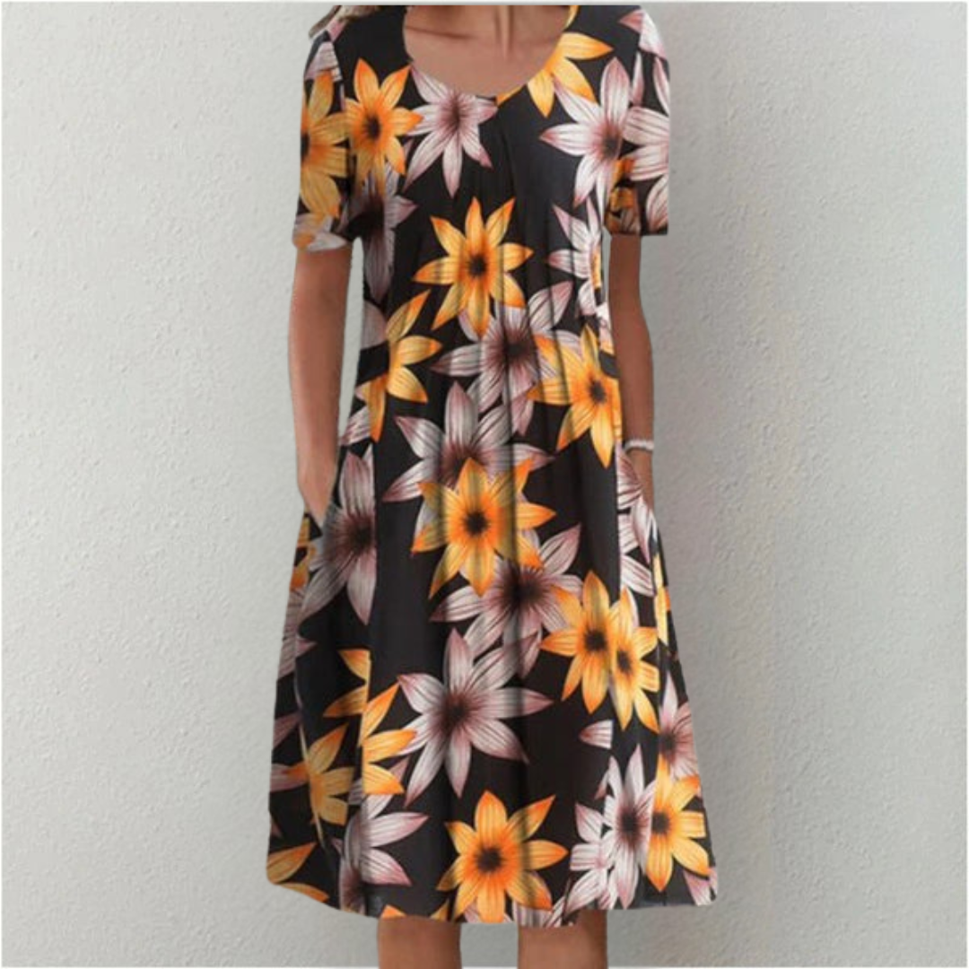 Chloé | Women’s Floral-Style Print Dress – Chic Artisan Midi & Refined Slimming Drape Orange