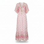 Flōre | Women’s Boho Print Maxi Dress – Chic Artisan Pattern & Refined Slimming Silhouette