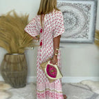 Flōre | Women’s Boho Print Maxi Dress – Chic Artisan Pattern & Refined Slimming Silhouette