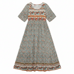 Zahara | Women’s Boho Print Midi Dress – Chic Artisan Pattern & Refined Slimming Silhouette