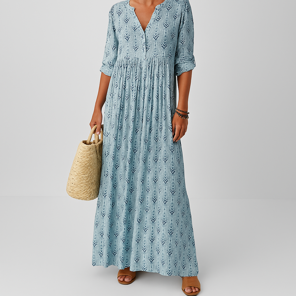 Rogue | Women’s Maxi Boho Print Dress – Chic Artisan Pattern & Refined Slimming Silhouette